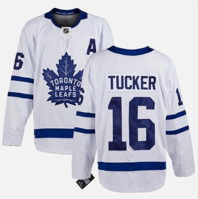 Men's White Toronto Maple Leafs #16 Darcy Tucker With A Patch Stitched Hockey Jersey